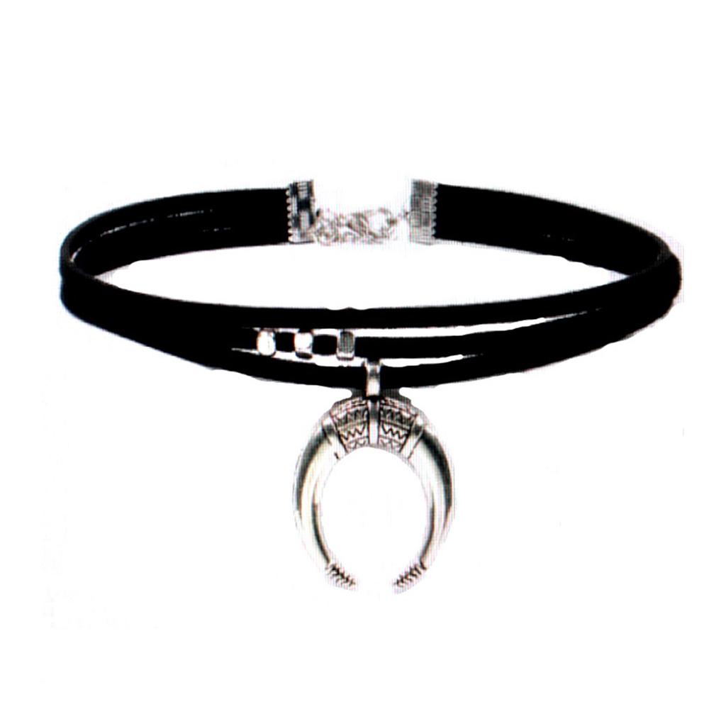 Black Chain Moon Horn Pendant Clavicle Chain Punk Choker Chain Fashion Ornament