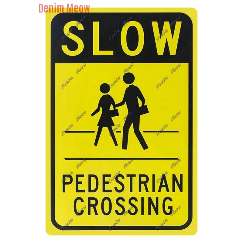 Vintage No Parking Metal Sign, Caution Metal Poster, Warning Slow Down Road Sign, Private Road, Home Decor, WY263