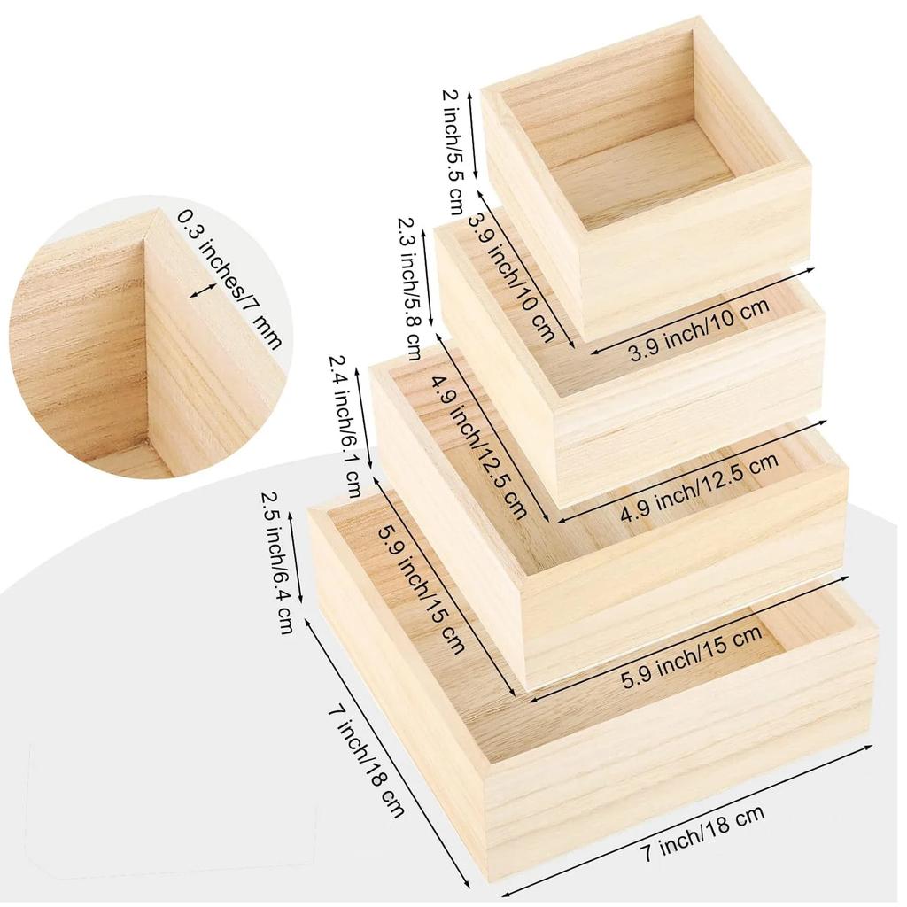 Large Square Wooden Storage Box for Succulent Flower Miscellaneous Handicraft Home Furnishings - Eco-Friendly Organizer Containe