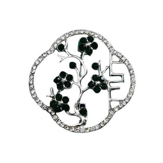 

Hollow Plum Blossom Brooch with Red Cubic Zirconia White Rhinestones Chinese Style Suits Coats Scarves Bags Badge серебряный