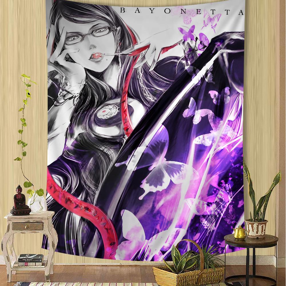 Game B Bayonetta 3 Theme Printed Tapestry Sci-Fi Cool Aesthetic Hanging Cloth Bohemian Mandala Hippie Wall Decor Backdrop