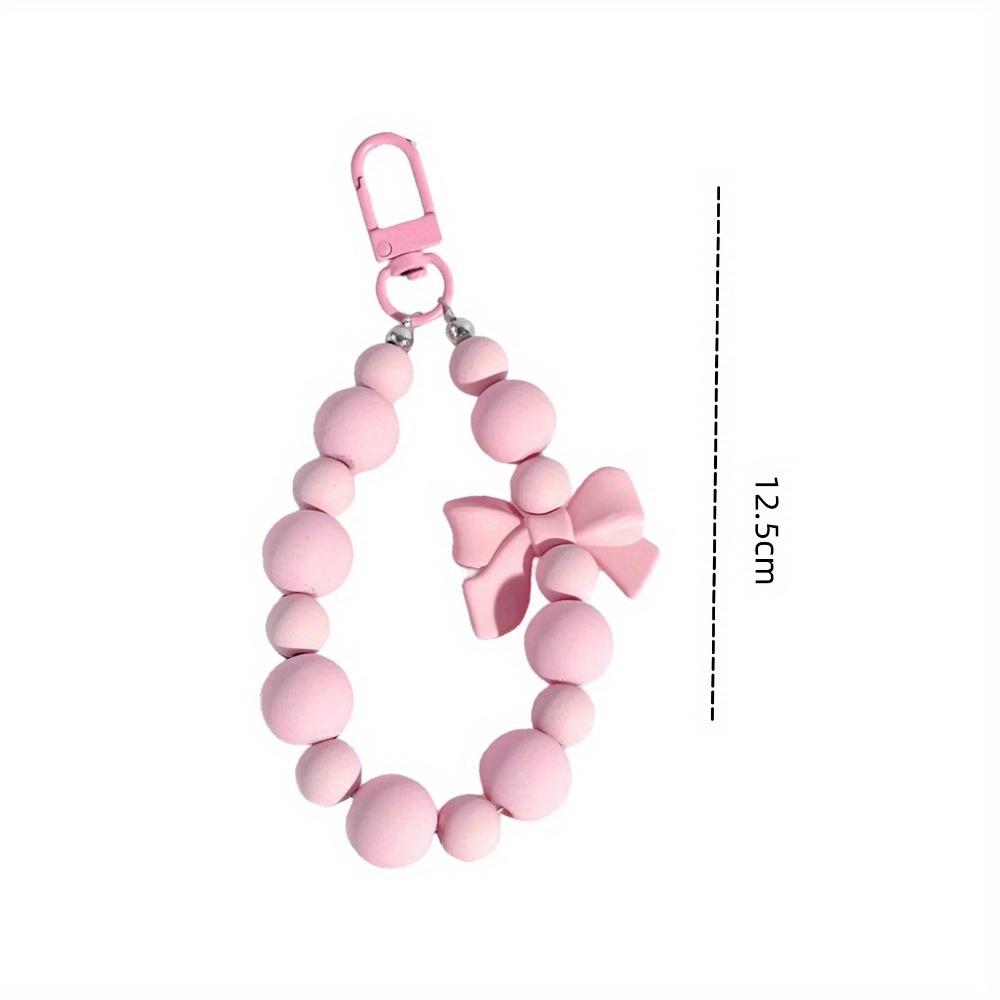 Pink Pearl Bow Keychain, Mobile Phone Chain, Earphone Bag, Anti-lost Rope, Car Keychain, Beaded Pendant, Backpack Pendant Access