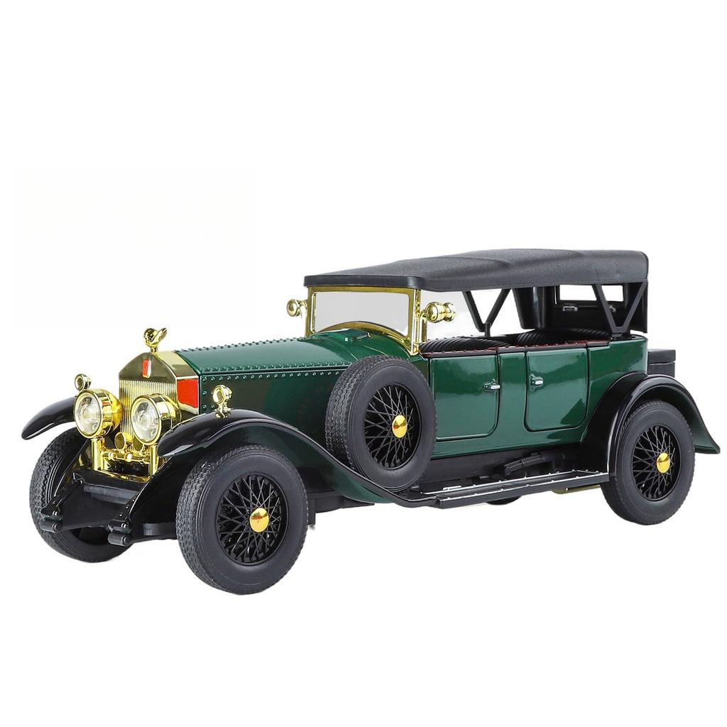 Simulation 1/24 Rolls-Royce Phantom Vintage Car Alloy Car Model Collection Ornaments Sound Light Pull Back Boy Gift Sound Light Miniature