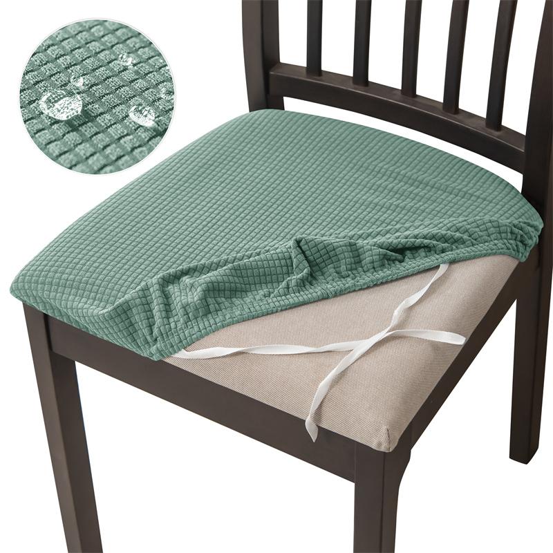 Jacquard Dining Chair Cushion Cover Solid Color Water Repellent Chair Slipcover Dustproof Anti-slip Seat Cover for Living Room
