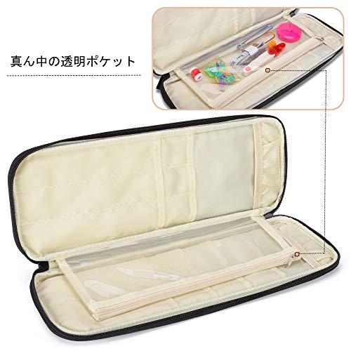 Teamoy Knitting Needle Storage Case for Knitting Needles and Afghan Needles (Up to 35.5cm/14 inches) with Knitting Tool Storage Pocket, Gray