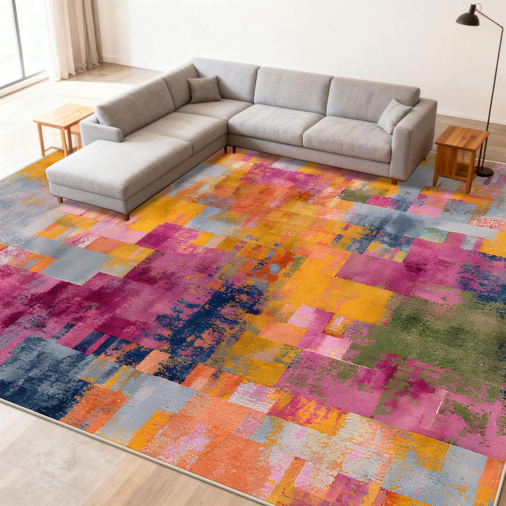 Multicolour Abstract Carpet Living Room Sofa Area Easy Clean Rugs Non-slip Bedroom Decoration Cloakroom Floor Mat Izable