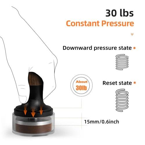 MHW-3BOMBER Coffee Tamper, 58mm, Espresso Tamper, Constant Pressure, 30lb, Audible Feedback, Easy Press, 15lb Spare Spring, Coffee Supplies, 58.35mm,