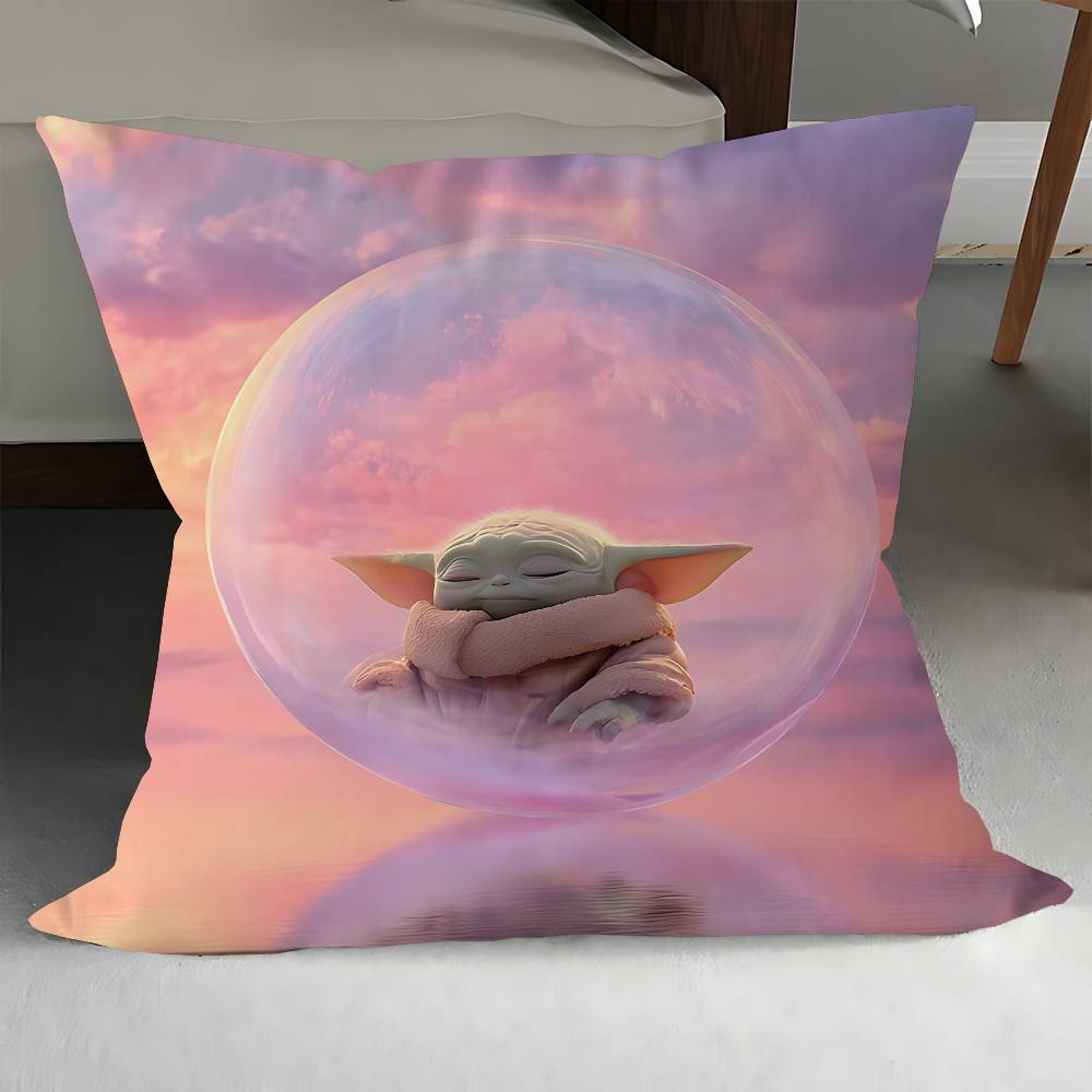 

Baby Y-Yoda Pillowcase Toon Gift Cushion Cover Bedroom Home Sofa Chair Seat Decor Pillow Case 12x12Inch