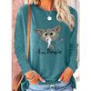 Round Neck 3D Printed Animal Pattern Top Fashionable Casual Long Sleeved Women's T-shirts