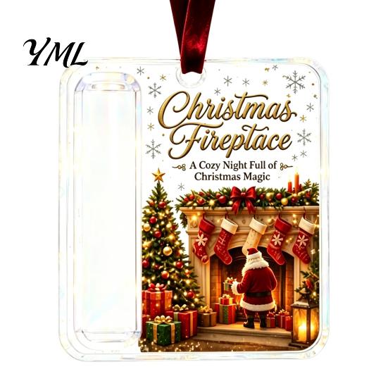Reusable Christmas Gift Pendant Acrylic Money Holder Ornament, Cash Hanging Decor with Tree Ornament Festive Pattern, for Surprise Giving, Holiday