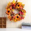 Wreath Decor With Maple Leaves Sunflowers Pumpkin Thanksgiving Halloween Door Hanging