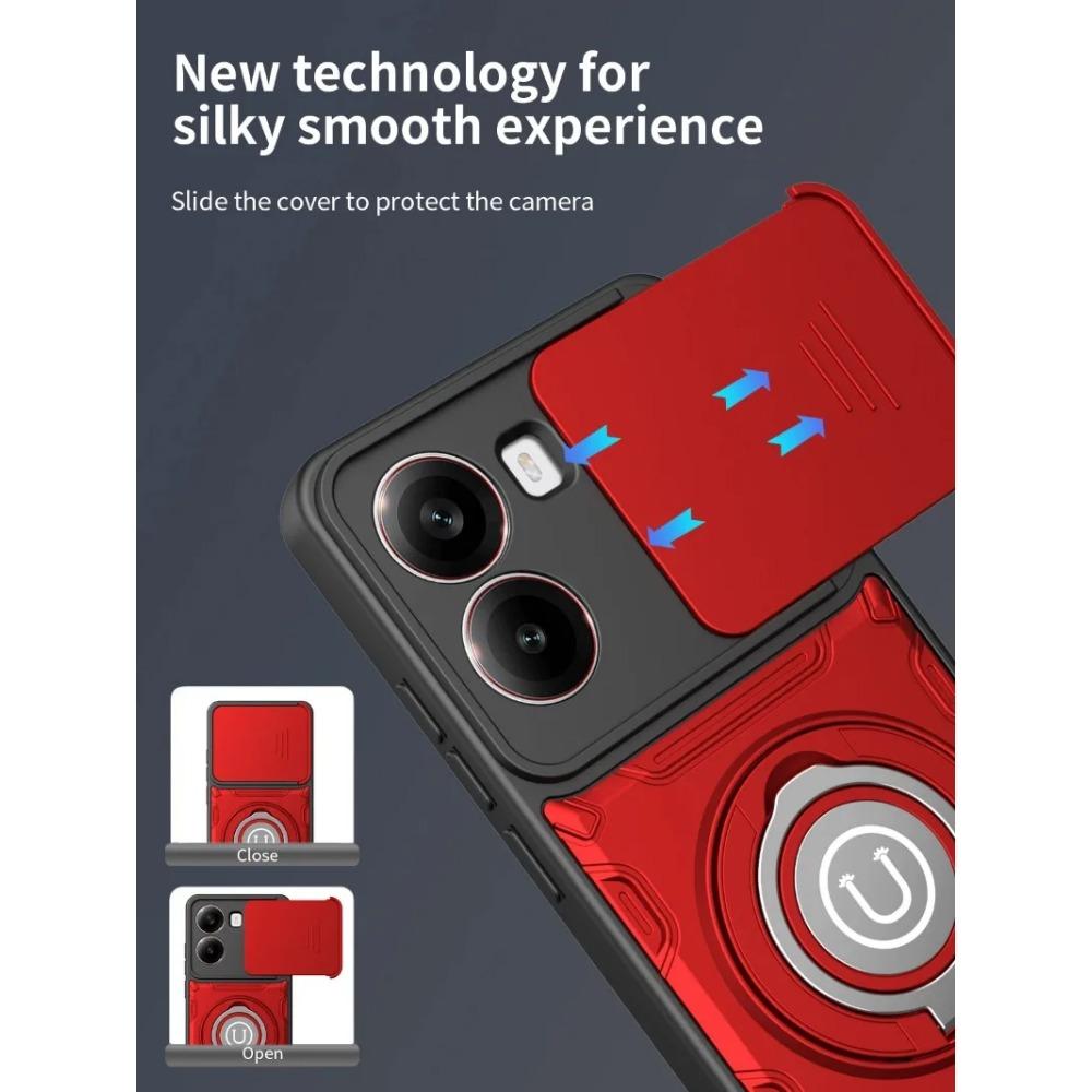 Slide lens protection Case For Poco X8 Pro Redmi Turbo 5 Rotate Magnetic Ring Holder Shockproof Hard Cover For POCO X8Pro Bumper