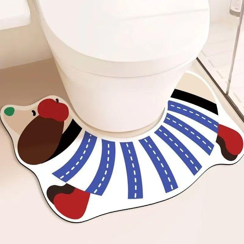 

U-shaped Toilet Floor Mat, Bathroom Mat, Absorbent, Non Slip, Curved Foot Mat, Bathroom Splash Proof, Diatomaceous Earth Mat, Bathroom 39cm × 65cm