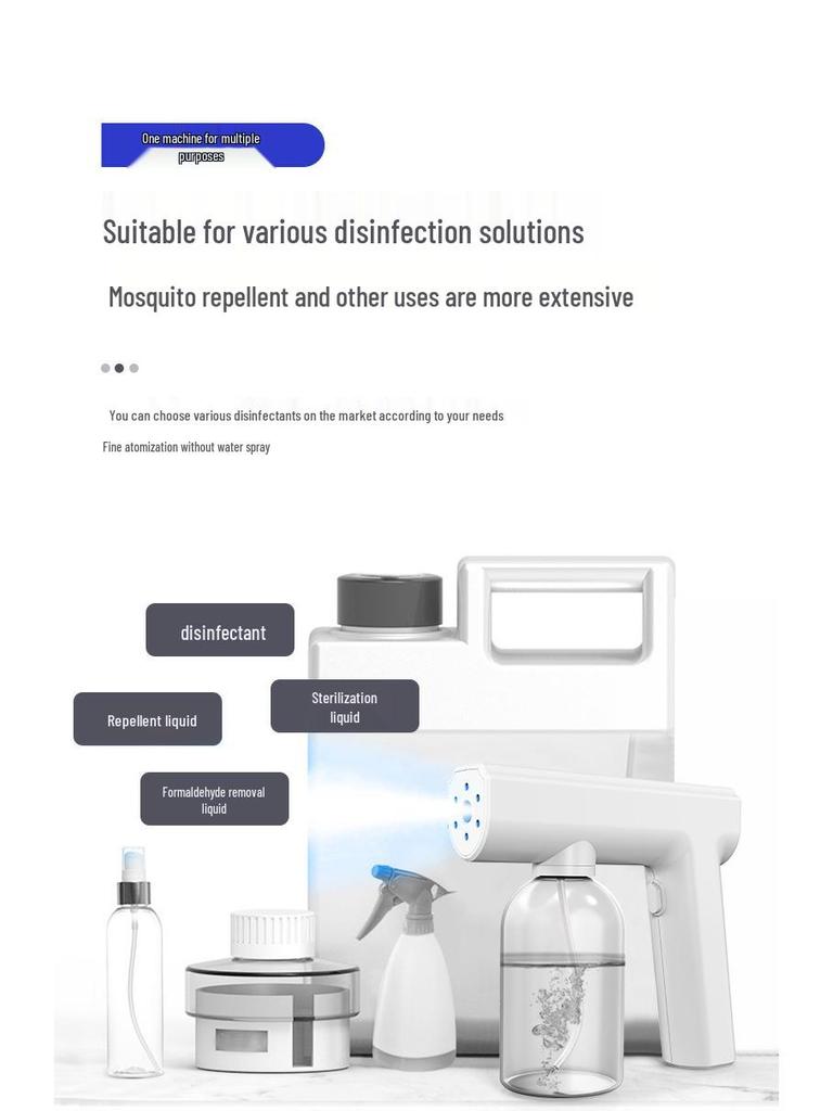 Compact Wireless Rechargeable Disinfection Spray Gun with Blue Light Air Purifier