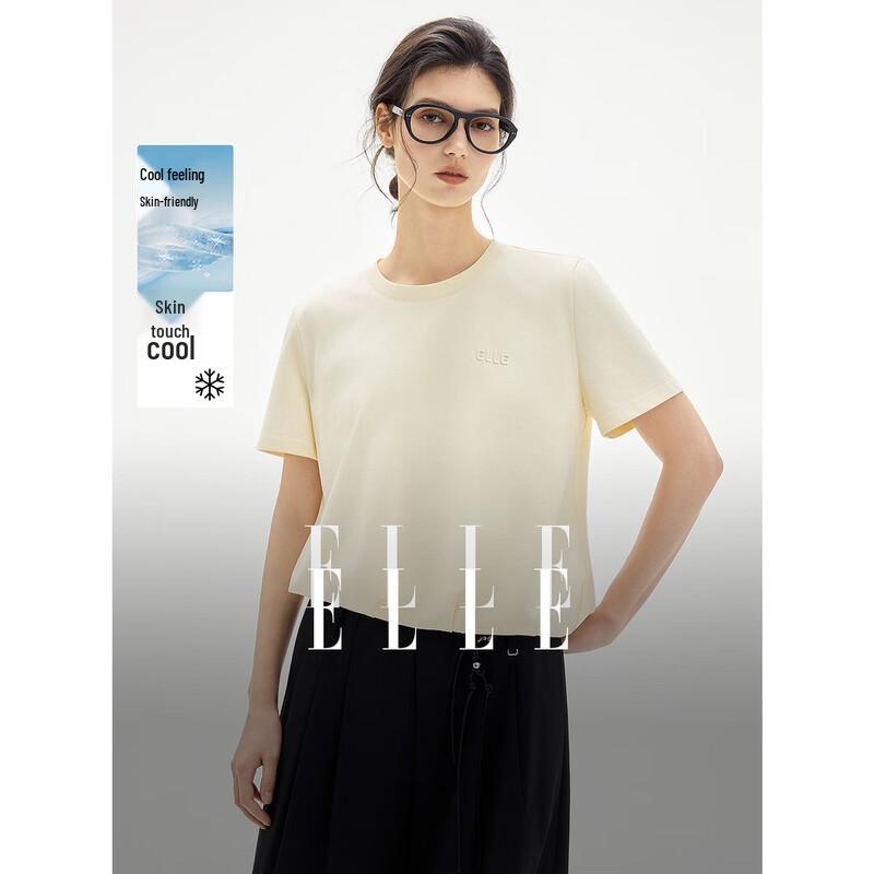 ELLE Women s French Style Irregular Hem T-shirt M