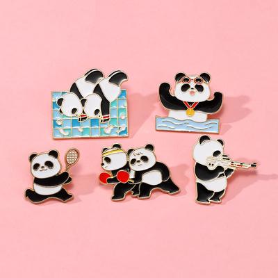 Chinese Games Panda Brooch Table Tennis Diving Badge Cute Animal Shooting Swimming Commemorative Sports Badge