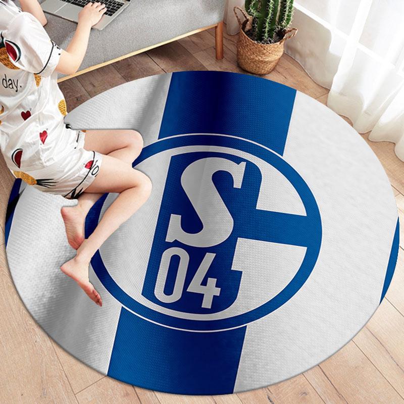 FC Schalke 04 Round Area Rug,Carpet Rug for Living Room Bedroom Sofa Playroom Decor,Non-slip Floor Mat