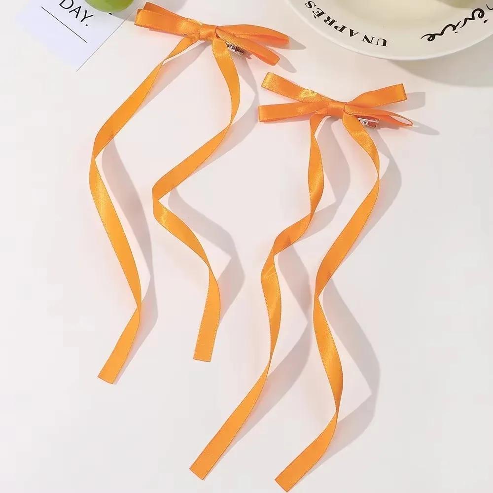 2pcs Long Tassel Ribbon Hairpin Cute Candy Bow Clip for Women Girls Party Gifts Headwear Side Clips Hair Accessories