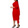 Large Size Women Summer Fashion Long Sleeves Short Dress Ladies Elegant One Piece Solid Sheath Dress