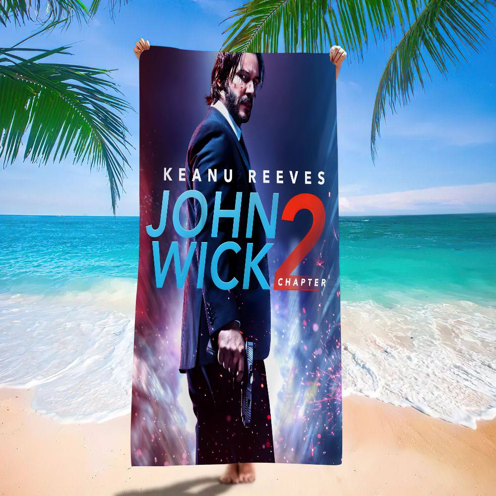 Classic Movie John Wick Microfiber Printed Beach Towel Mountain Climbing Yoga Beach Swimming Running Absorbent Soft Towel