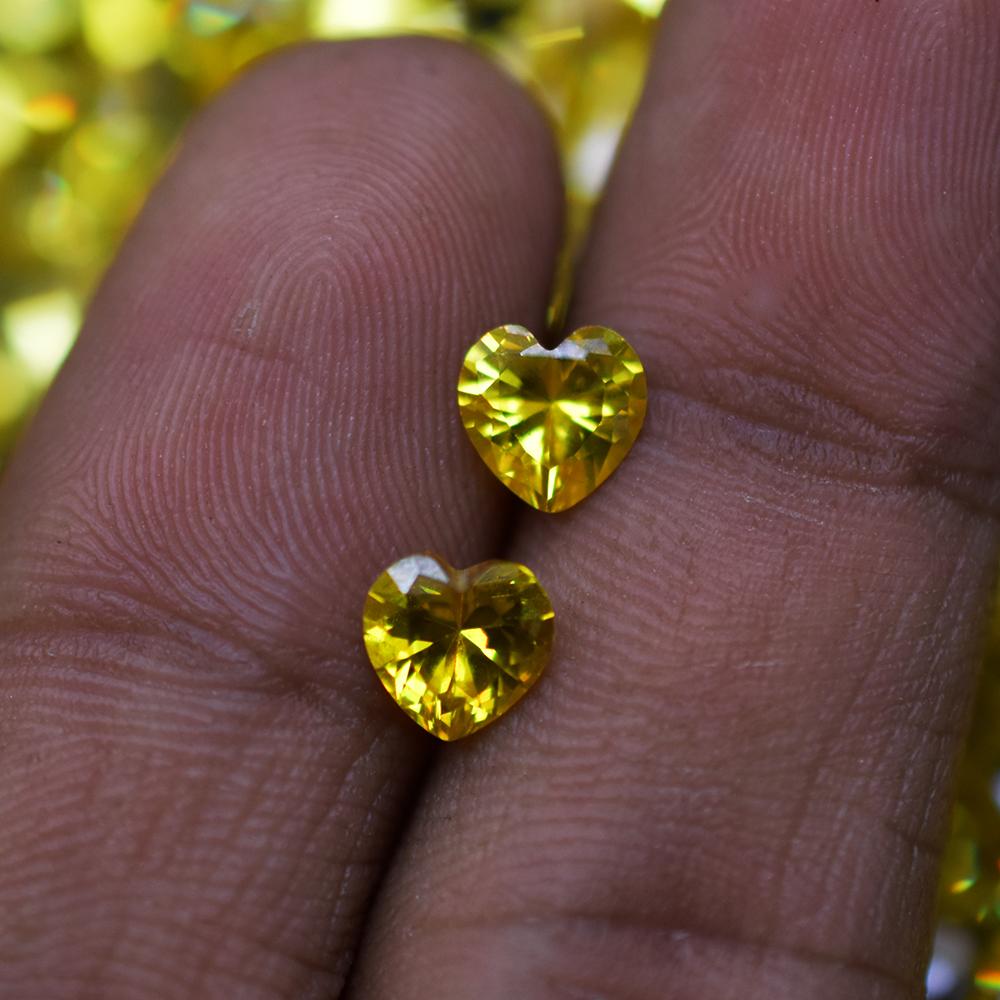 Natürlicher Gelber Saphir 6×6 mm 8 Karat Zertifiziert Herzschliff Los Lose Edelsteine nsc-84