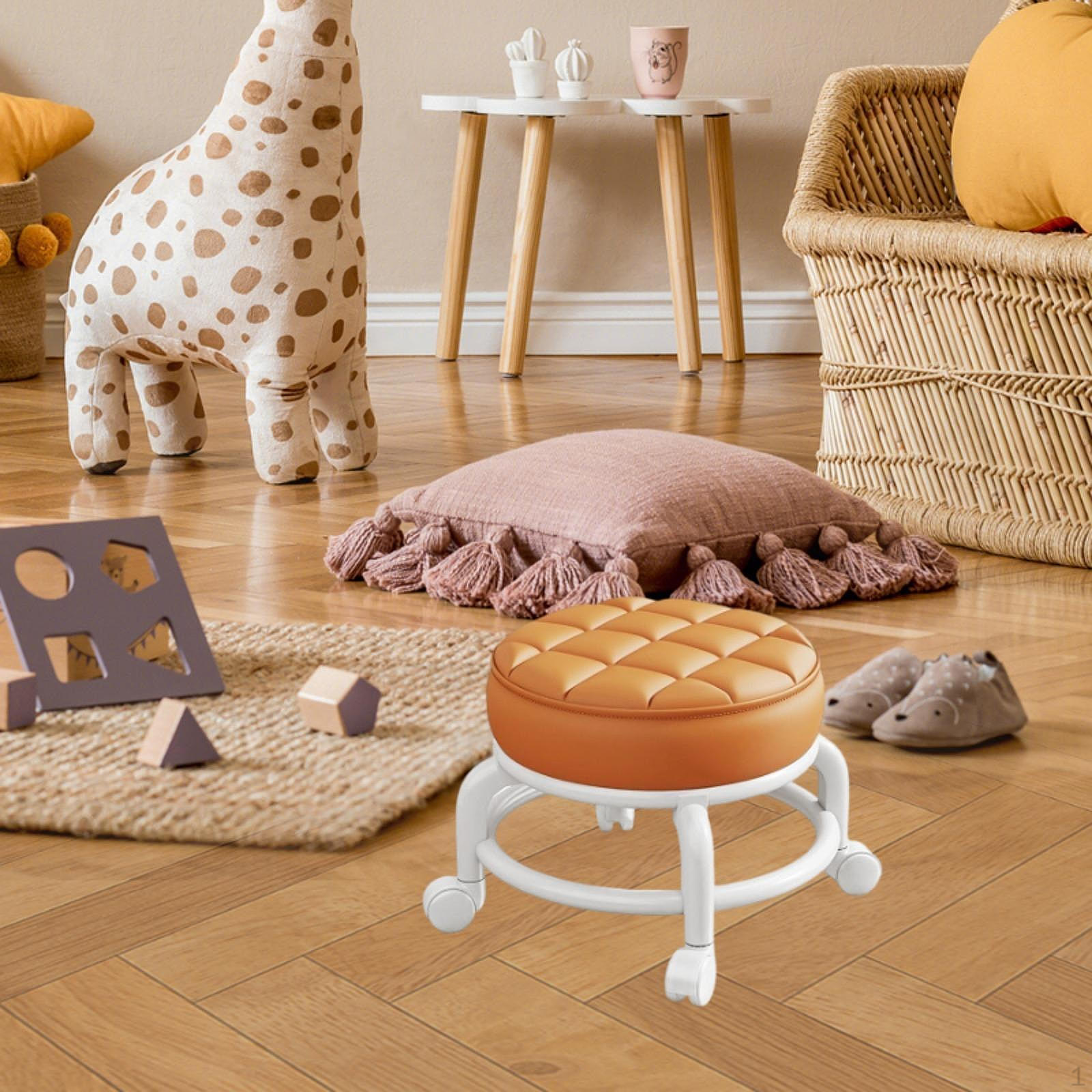 

Вращающееся на 360° низкое роликовое сиденье-табурет для ленивых домашних дел, вращающееся кресло для гостиной оранжевый