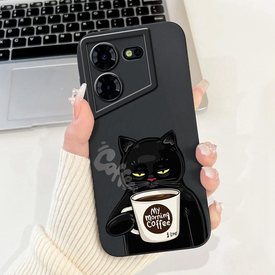 For Tecno Pova 5 Pro Pova5 5Pro 5G LH8n Phone Case Silicone Soft Back Cover Bumper Dragon Black Cat Flower Butterfly Pattern