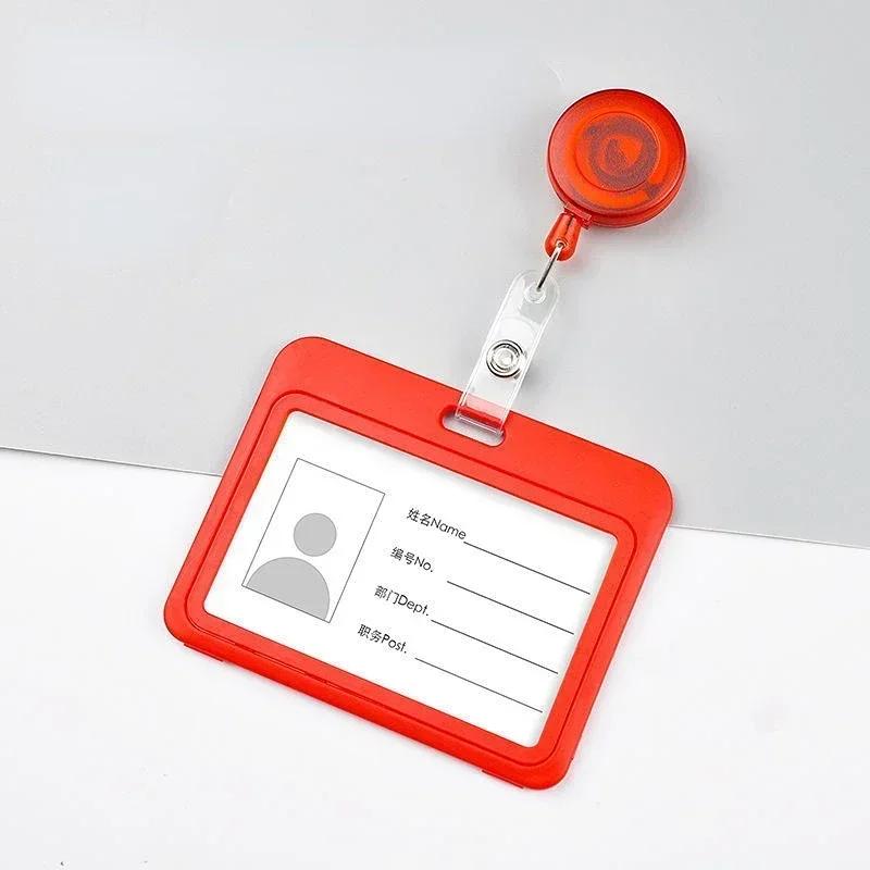1Set Retractable Badge Holder Reel Staff Nurse Plastic Working ID Name Tag Holder Student Bus Pass Card Cover Case ID Sleeve