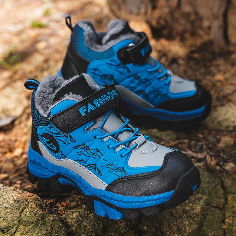 Winter Snow Boots Children Casual Luminous Shoes Boys Breathable Sneaker Warm Plush Kids Non-slipl Hiking Shoes