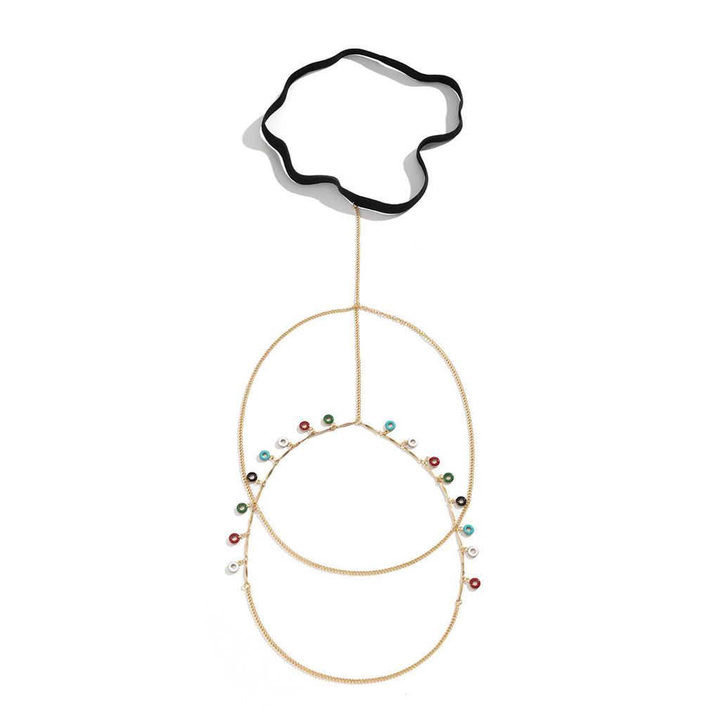Accessories, Sexy Beach Round Tassel Body Chain Women, Nightclub Color Double Chain Thigh Chain