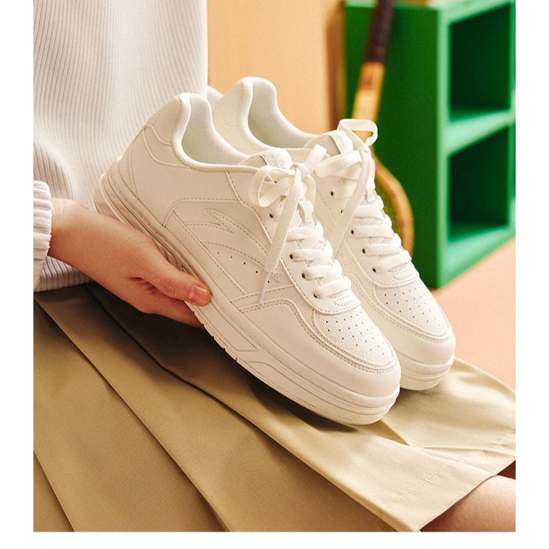 Anta Baichuan Zapatillas de Moda Cómodas Antideslizantes Absorbentes de Impactos Resistentes al Desgaste de Caña Baja Zapatillas de Mujer Blanco Marfil 122538010-5