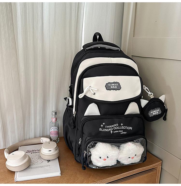 Schoolbag new high-value Japanese college style fresh and sweet contrasting color splicing backpack junior high school students lightweight backpack