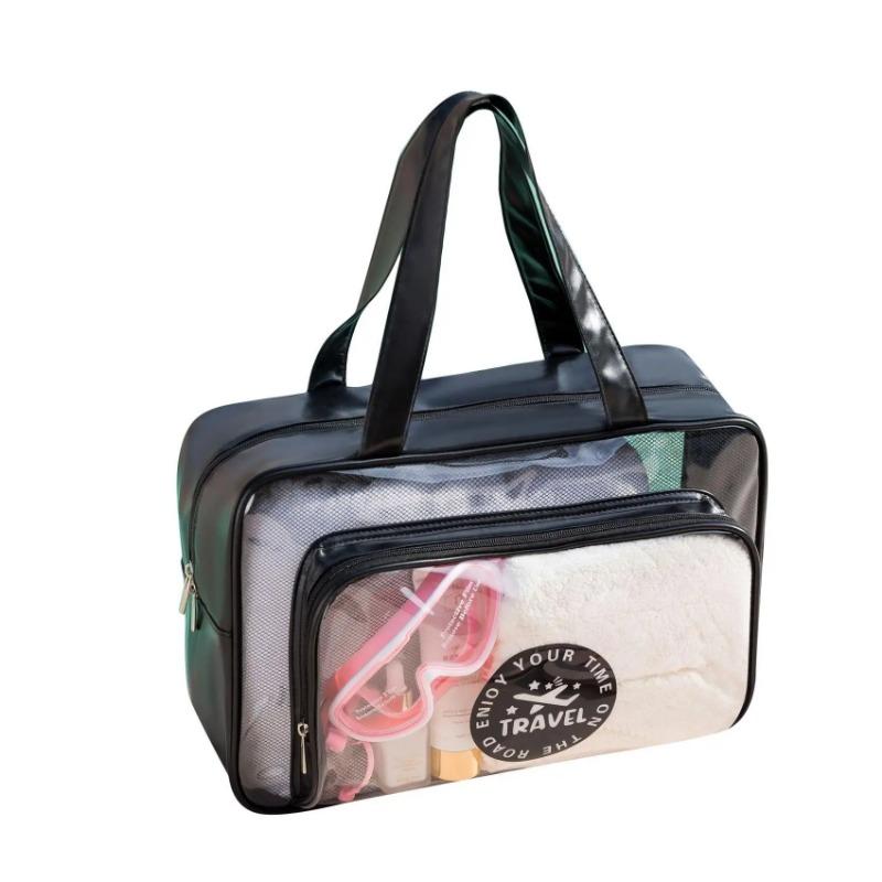 1PC/2Pcs Dry and Wet Separation Storage Bag Portable for Travel Makeup Toiletries Large Capacity Transparent Bag