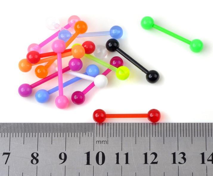 10Pcs Mixed Colorful Flexible Silicone Barbell Stud Tongue Ring Ball Bars Belly Navel Rings Stud Body Piercing Jewelry