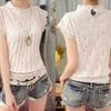 Plus Size Women Fashion Lace Crochet Short Sleeve Round Neck Blouse Shirt Top