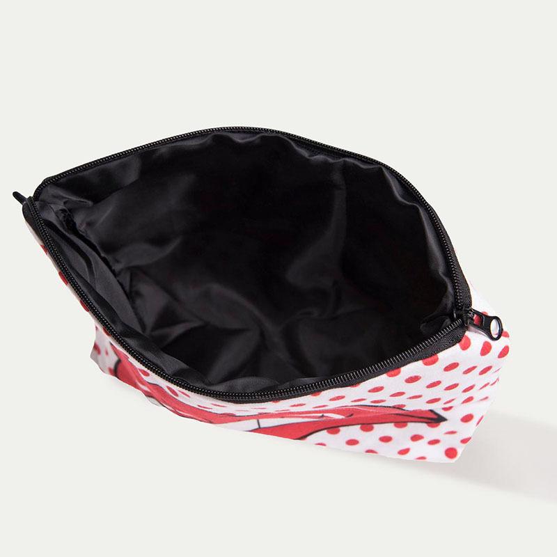 1pc Sexy Red Lips Polka Dot Pattern Printed Makeup Bag Perfect for Women Girls Travel And Vacation Storage Bag