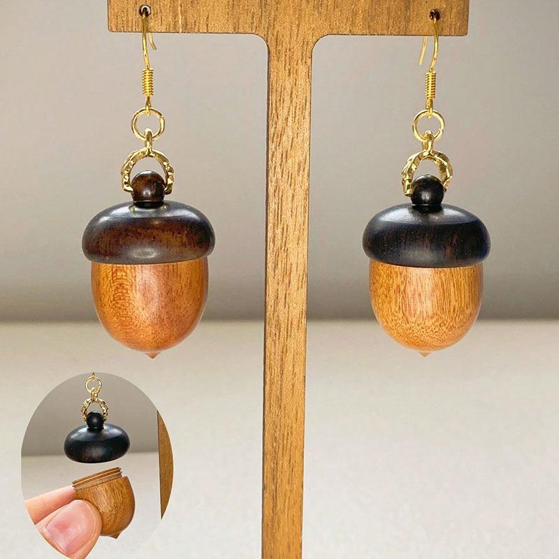 Creative Simulation Acorn Pendant Earrings for Women Personalized Detachable Hook Earrings Novelty Ear Jewelry Accessories Gift
