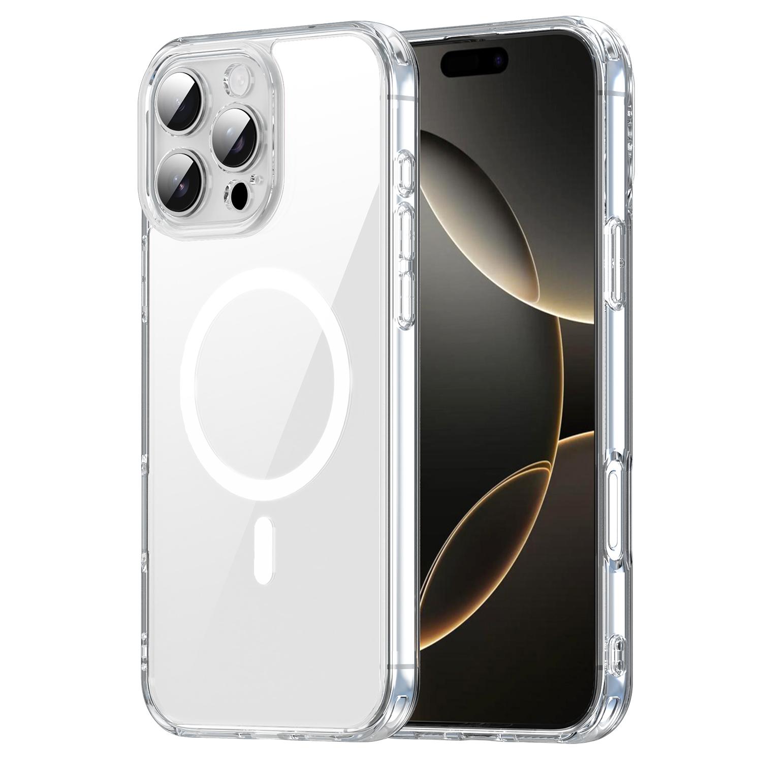 

Чехол для iPhone 16 Pro Max, совместимый с MagSafe, прозрачная PC+TPU противоударная задняя крышка для телефона Transparent