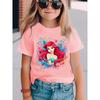 Girl Ariel Little Mermaid T-shirt Foam Print, Casual Summer Short Sleeve Round Neck Top Suitable for the Beach