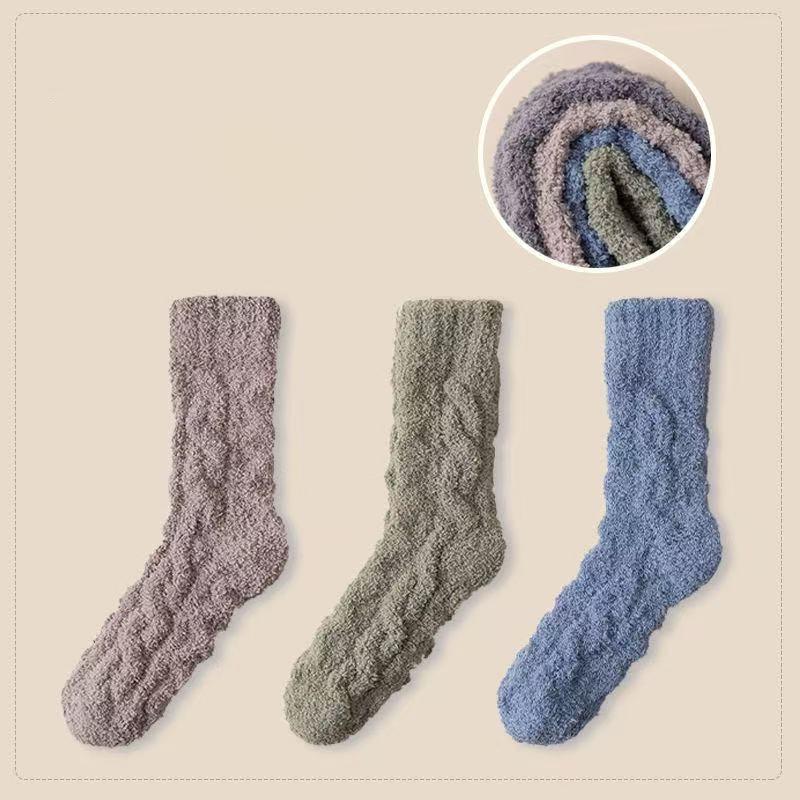 1Pair Coral Fleece Warm Daily Soft Socks Indoor Comfortable Gift Fluffy Lightweight Polyester Bedrooms