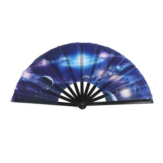 Kungfu Fan Foldable Portable 13-Inch Handheld Bamboo Fan with Fluorescent Glow Ink Lightweight Cooling Accessory