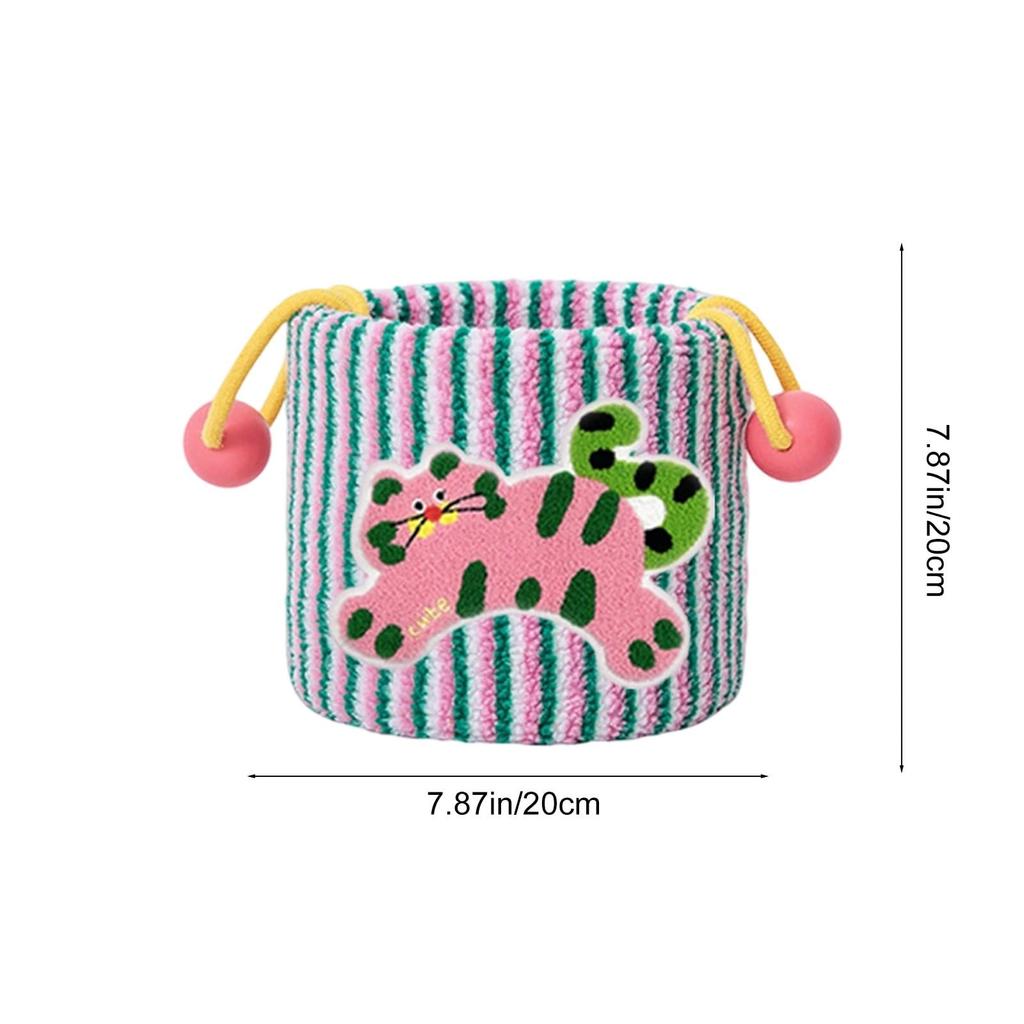Cotton Rope Basket Fluffy Storage Basket Snack Storage Container Adorable Desktop Storage Box For Desk Bathroom Counter