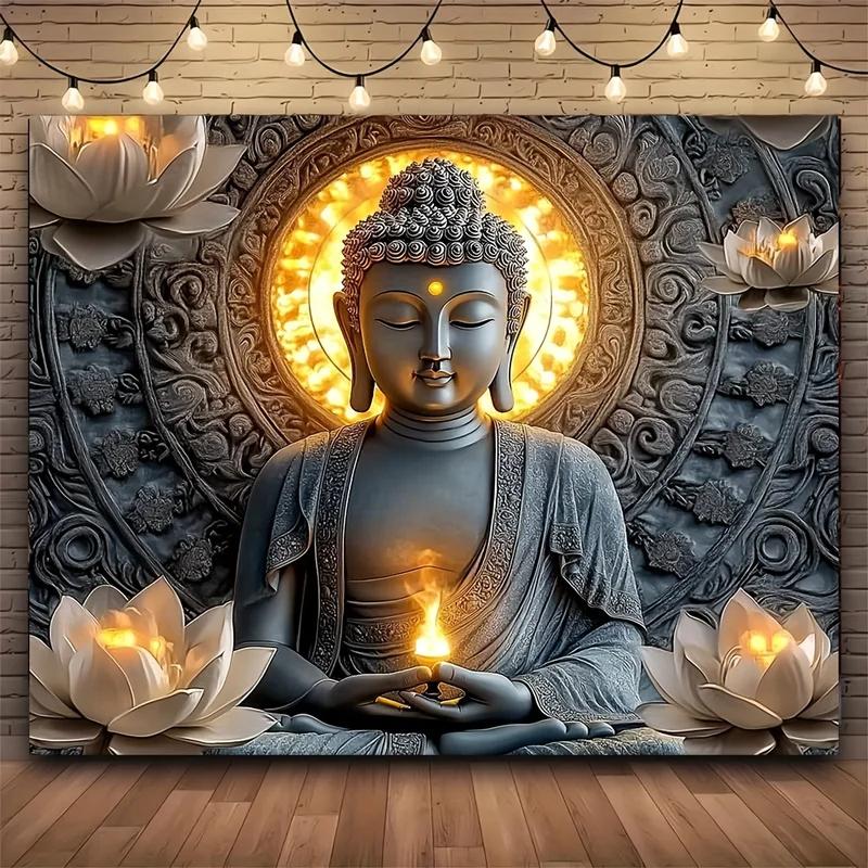 Oriental Zen Buddhism Meditation Lotus Tapestry Modern Home Decor Buddha Image for Living Room Wall Art 100X70CM