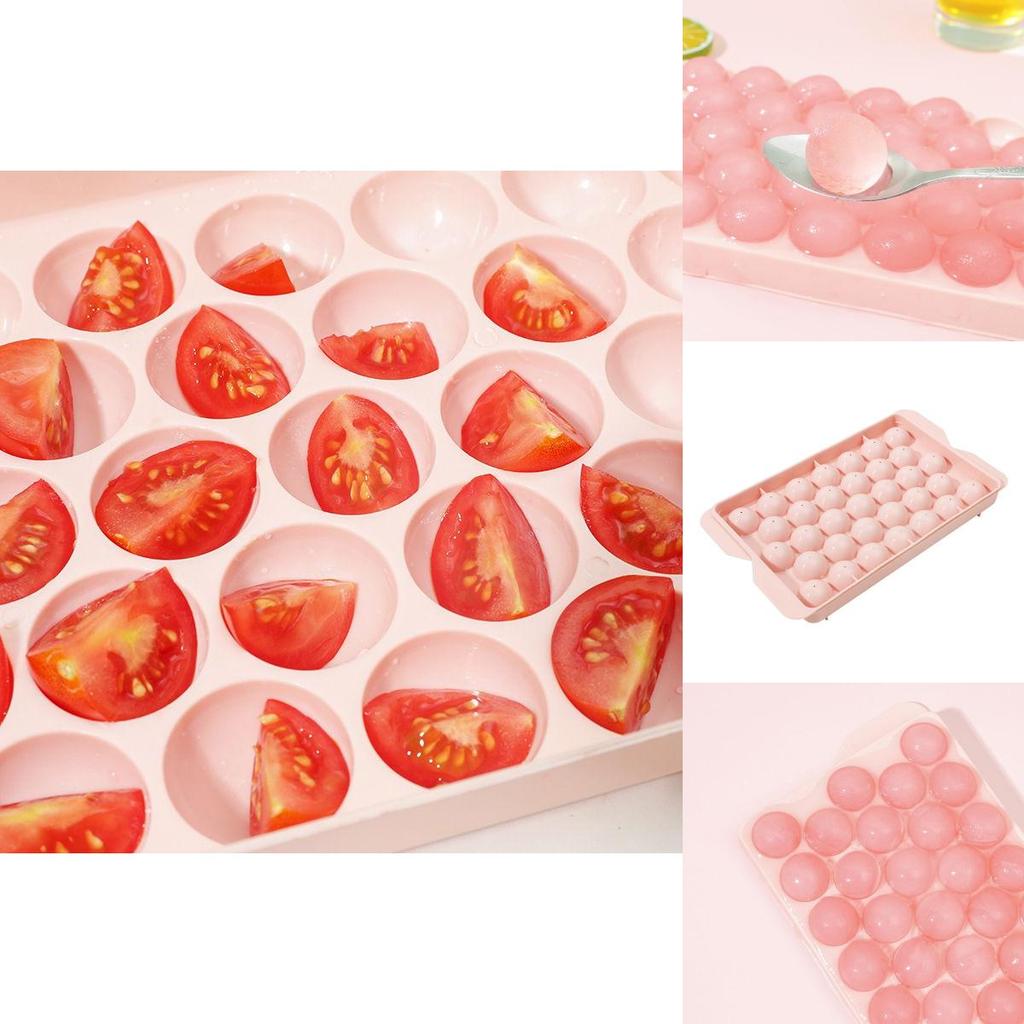 Convenient Round Ice Tray With Lid Non-stick Plastic Mold For Perfect Ice Shapes