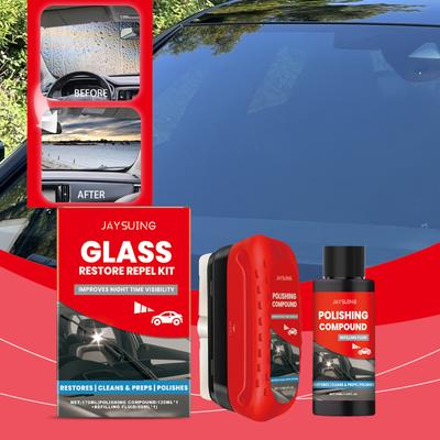 Removedor de Película de Aceite para Cristales de Coche con Kit de Suplementos Limpiador Hidrofóbico Pulido Eliminación de Polvo para Parabrisas de Coche Cuidado Cuidado