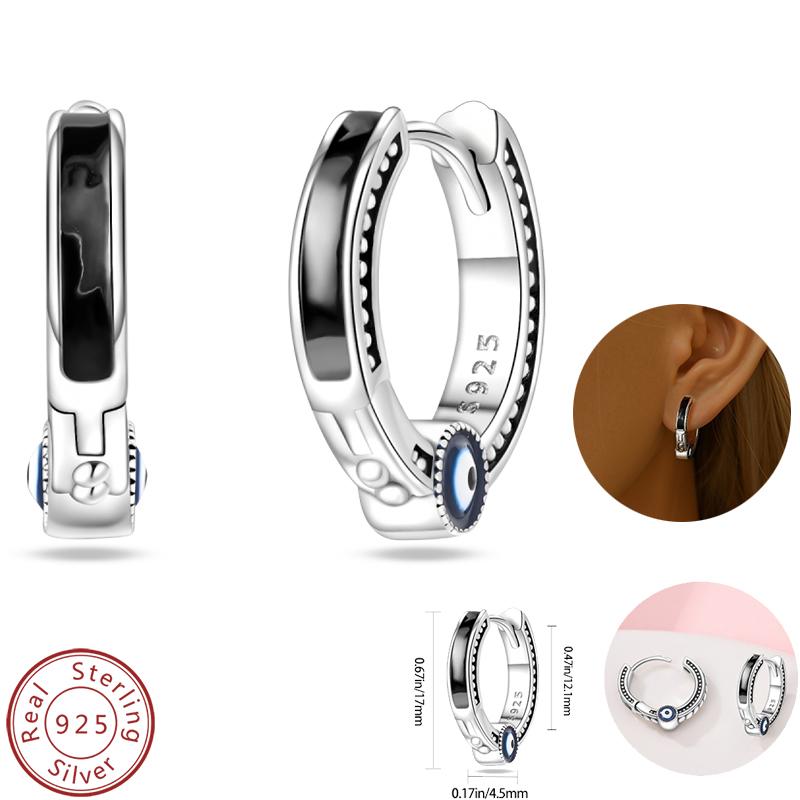 Real 925 Silver Palm Devil's Eye Feather Dream Catcher Design Luxury Earrings Fit For Engagement Fine Jewelry Gifts