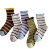 Splicing Striped Socks Children'S Medium Tube Socks Spring And Autumn Tide Contrasting Color Niche Stacking Stockings