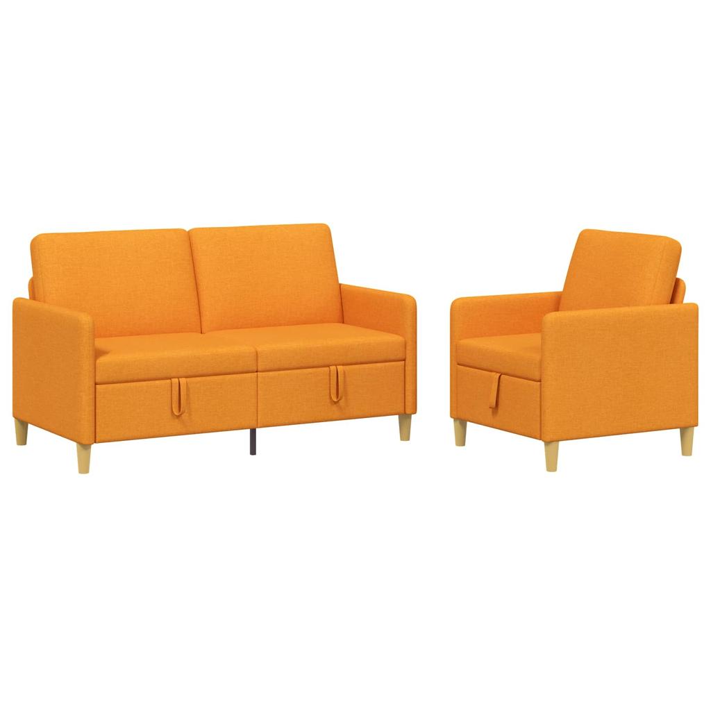 2 Piece Storage Sofa Set Dark Yellow Polyester