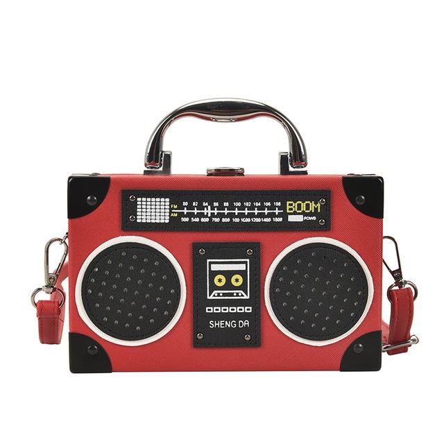 Fun Creative Radio Shape Women Handbag Fun Retro Individual Crossbody Bag Vintage Shoulder Bag Unique Small Box Messenger Bag
