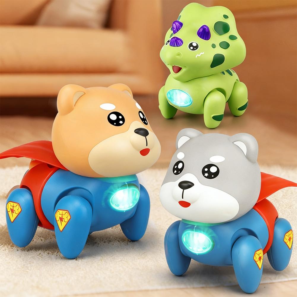 Electric Walking Crawling Dinosaur Dog Pig Toy With Music & Led Light, Musical Electronic Pet Animal Toys For Babies Toddlers